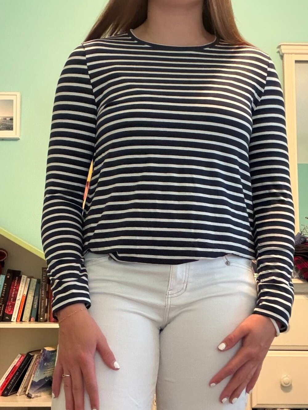 Never Worn With Tags Alice Walk Small Navy and White Striped Long Sleeve Shirt